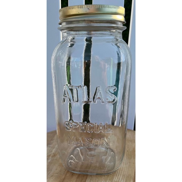 Vintage Atlas Special Mason Half Gallon Glass Jar with New Twist on Lid - Picture 2 of 10